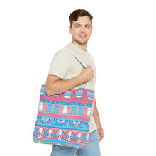 Load image into Gallery viewer, Trans Pride Ugly Sweater Stripe Tote Bag
