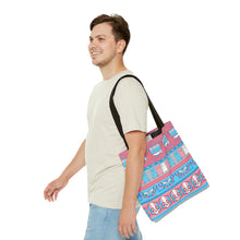 Load image into Gallery viewer, Trans Pride Ugly Sweater Stripe Tote Bag
