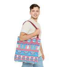 Load image into Gallery viewer, Trans Pride Ugly Sweater Stripe Tote Bag
