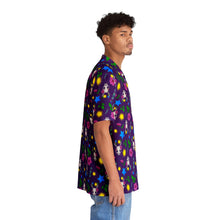Load image into Gallery viewer, Whimsical Skull Print Button Up Shirt - Purple
