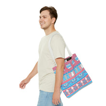 Load image into Gallery viewer, Trans Pride Ugly Sweater Stripe Tote Bag
