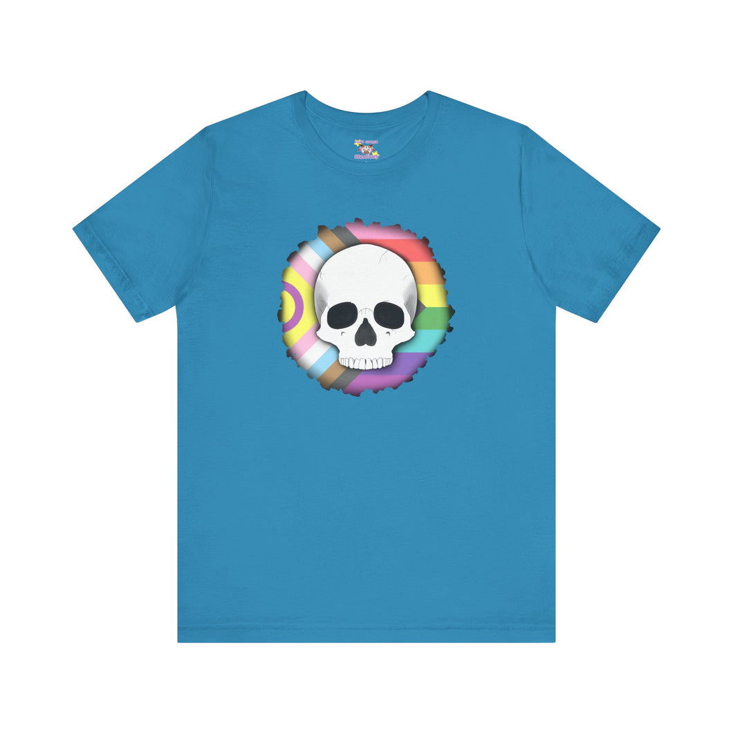 Skull On Burnt Flag Short Sleeve Tee