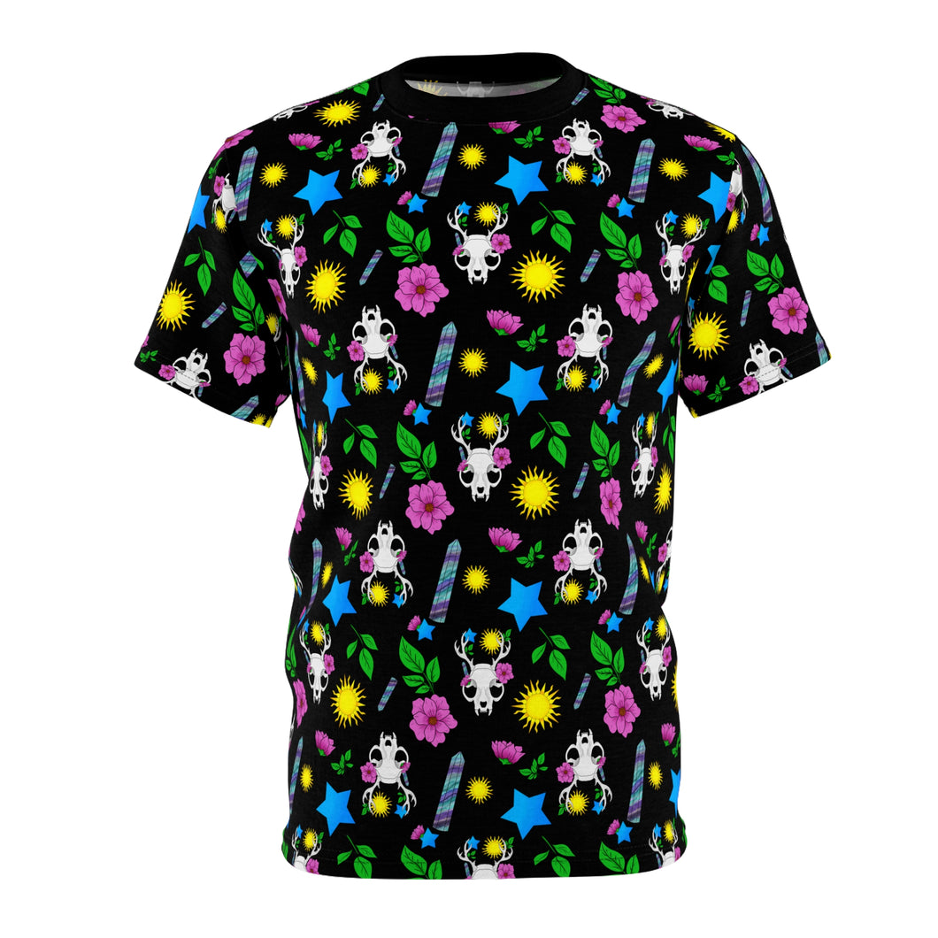 Whimsical Skull Print Shirt - Black