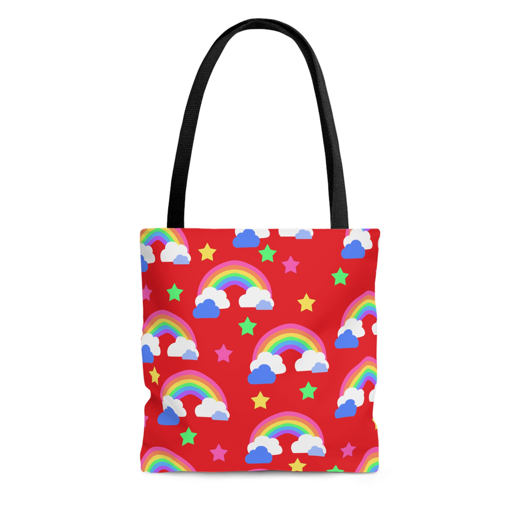 Rainbows Left On Red - Tote Bag