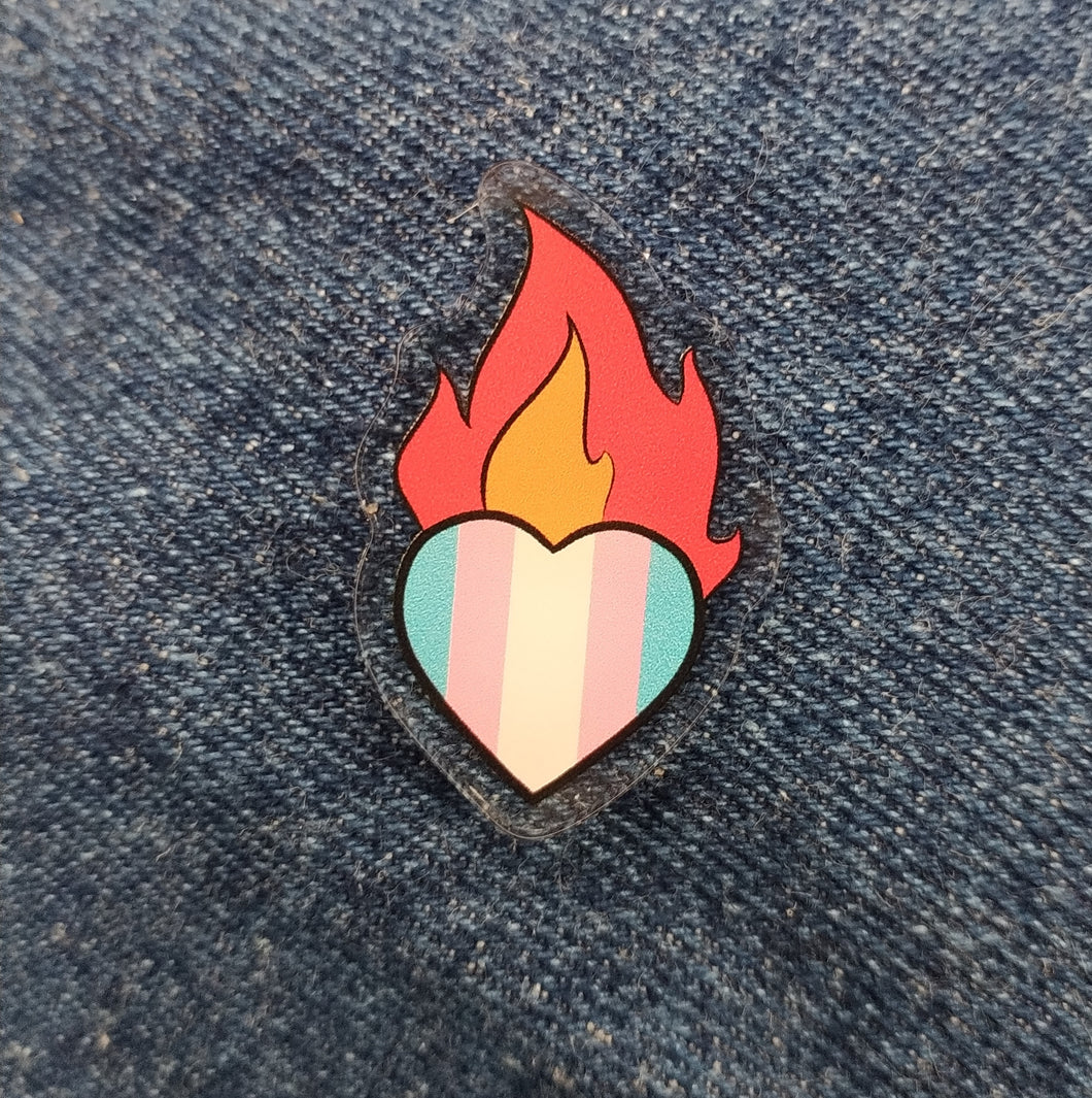Trans Sacred Heart Acrylic Pin