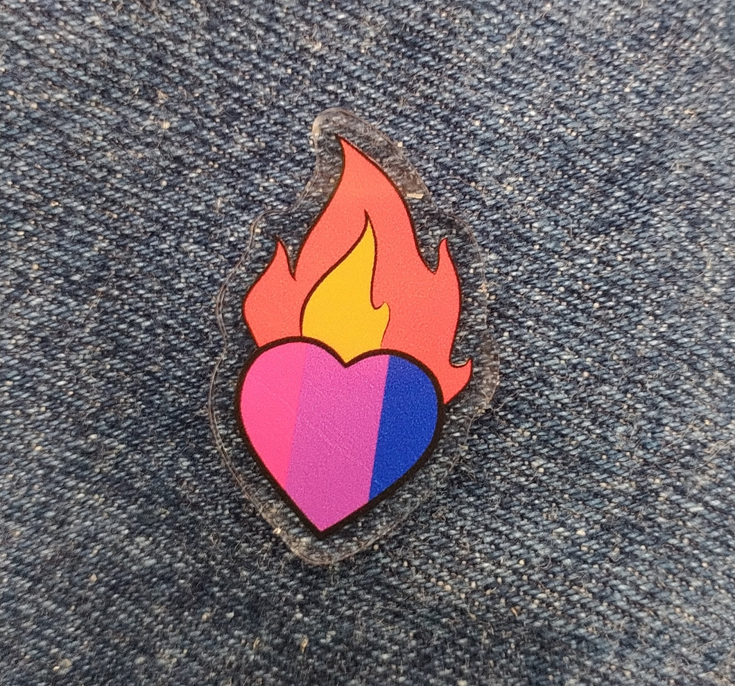 Bi Sacred Heart Acrylic Pin