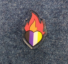 Load image into Gallery viewer, Nonbinary Sacred Heart Acrylic Pin
