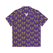 Load image into Gallery viewer, Nonbinary Pride Butterfly Short Sleeve Button Up
