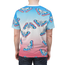 Load image into Gallery viewer, Trans Moth Ombre blue/pink Unisex AOP Tee
