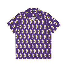 Load image into Gallery viewer, Nonbinary Pride skull Tile Short Sleeve Button Up Shirt
