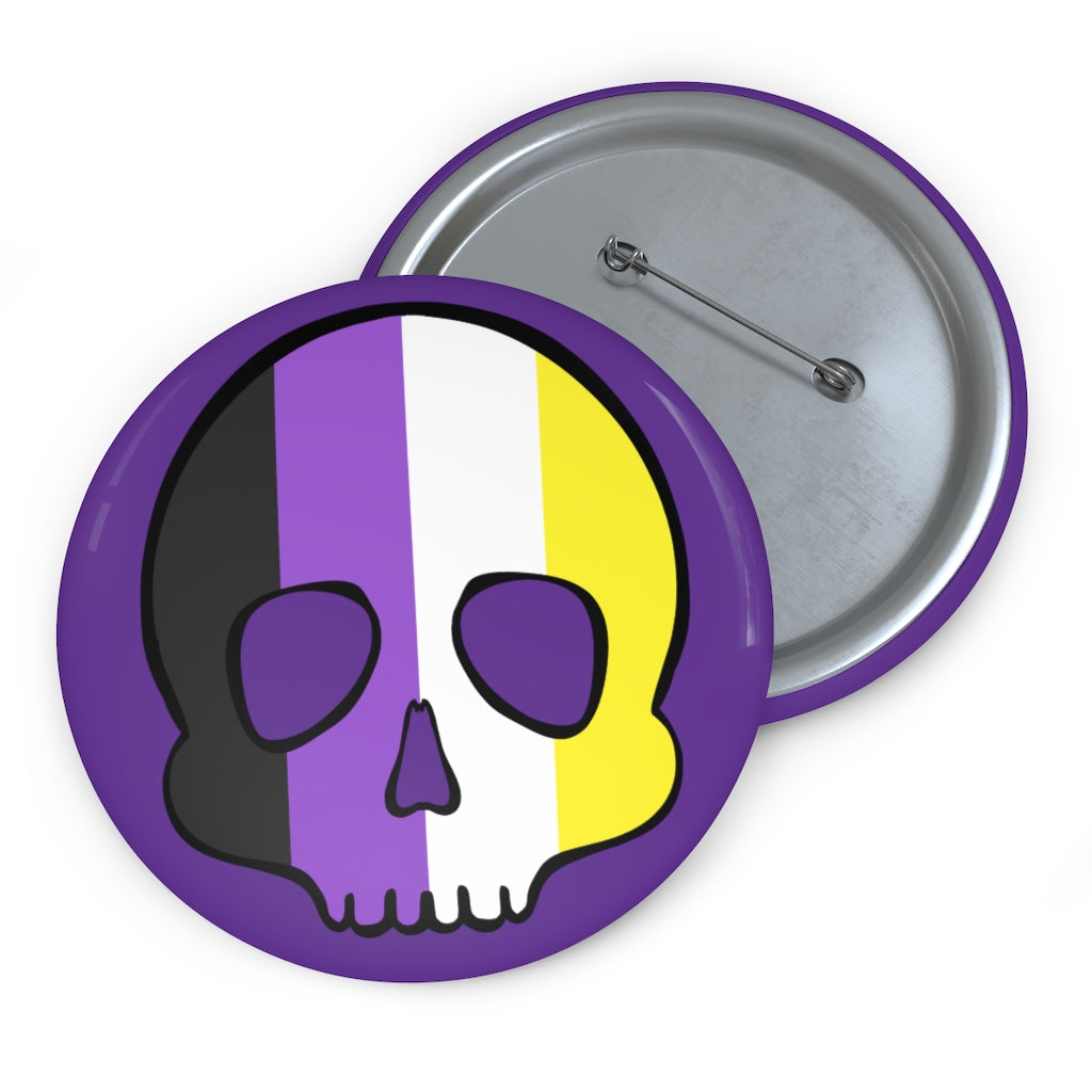 Nonbinary Skull 3 inch pinback button