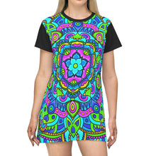 Load image into Gallery viewer, Flowers and Moonbeams Mandala  T-Shirt Dress
