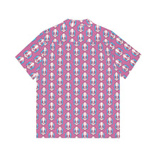 Load image into Gallery viewer, Trans Pride Skull Tile Short Sleeve Button Up (pink)
