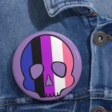 Load image into Gallery viewer, Gender Fluid Skull 3 inch pinback button
