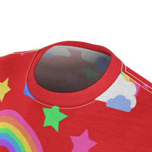 Load image into Gallery viewer, Rainbows Left On Red - Unisex AOP Tee
