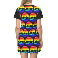Load image into Gallery viewer, Rainbow Pride Skull  T-Shirt Dress
