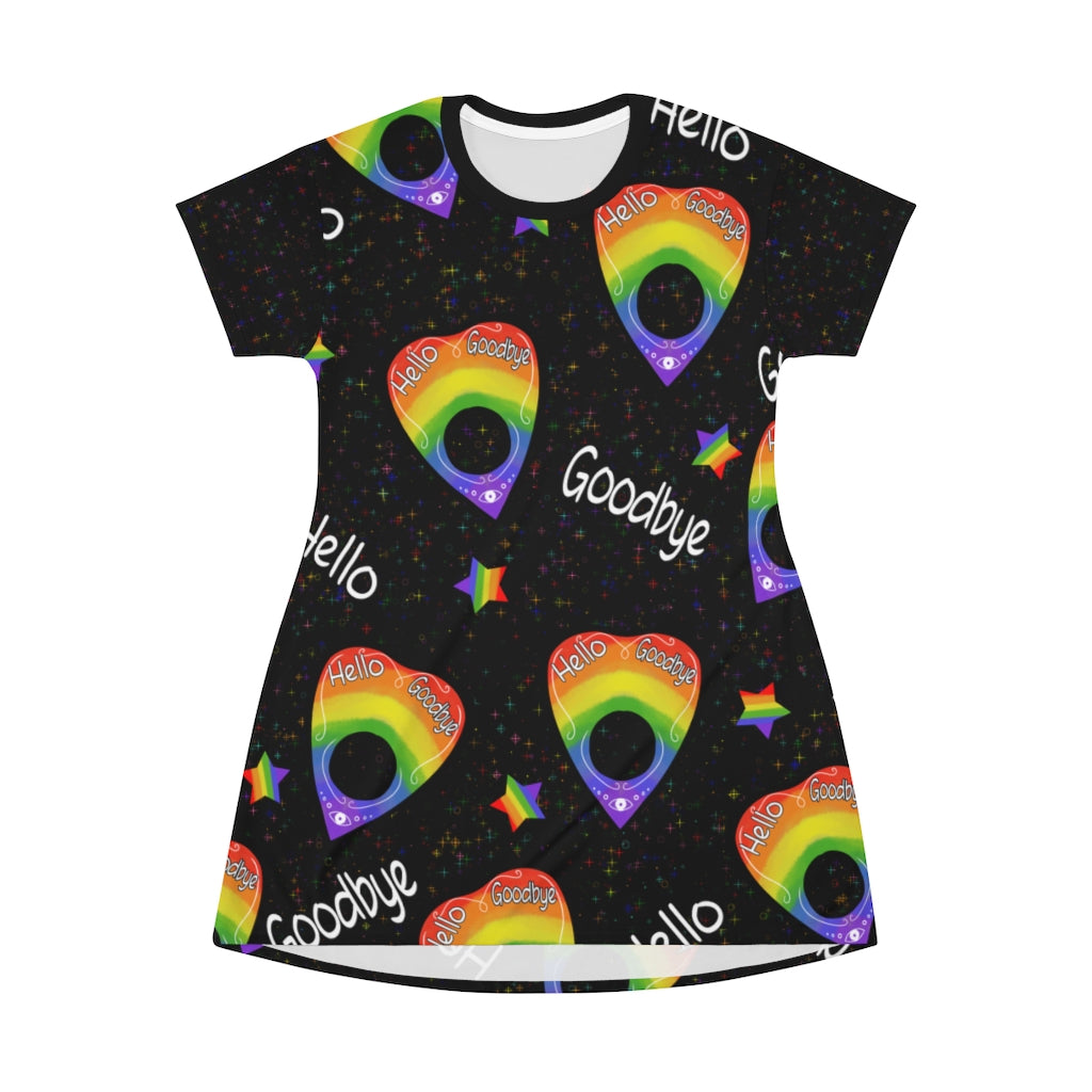 Rainbow Ouija Planchette T-Shirt Dress