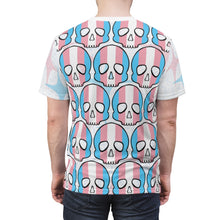 Load image into Gallery viewer, Trans Pride Skull Unisex AOP Tee
