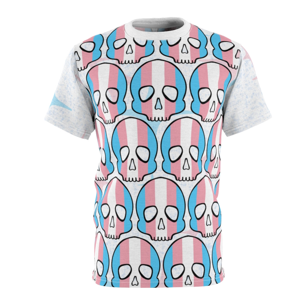 Trans Pride Skull Unisex AOP Tee