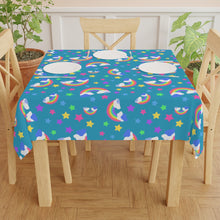 Load image into Gallery viewer, Rainbows On Teal Tablecloth
