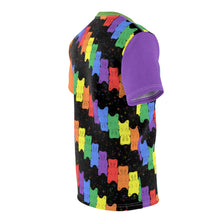 Load image into Gallery viewer, Gummy Bear Pride Stripe Unisex AOP Tee (color sleeves)
