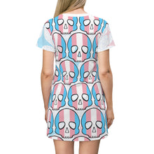 Load image into Gallery viewer, Trans Pride Skull T-Shirt Dress
