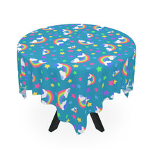 Load image into Gallery viewer, Rainbows On Teal Tablecloth
