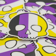 Load image into Gallery viewer, Nonbinary Pride Skull Sticker
