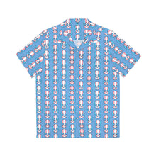 Load image into Gallery viewer, Trans Pride Skull Tile Short Sleeve Button Up (blue)
