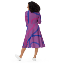 Load image into Gallery viewer, Abstract Bisexual Pride long sleeve midi dress
