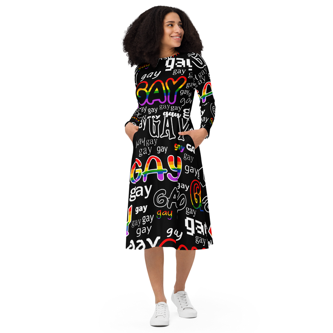 Say It! long sleeve midi dress