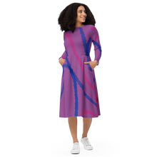 Load image into Gallery viewer, Abstract Bisexual Pride long sleeve midi dress
