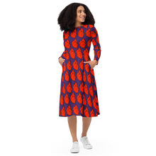 Load image into Gallery viewer, Anatomical Hearts long sleeve midi dress
