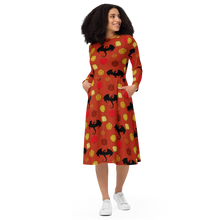 Load image into Gallery viewer, All-over print long sleeve midi dress
