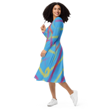 Load image into Gallery viewer, Abstract Pansexual Pride long sleeve midi dress
