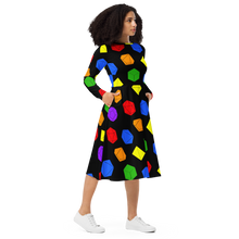 Load image into Gallery viewer, Rainbow Dice long sleeve midi dress
