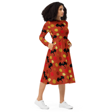 Load image into Gallery viewer, All-over print long sleeve midi dress

