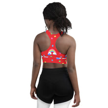 Load image into Gallery viewer, Rainbow Left On Red Longline sports bra
