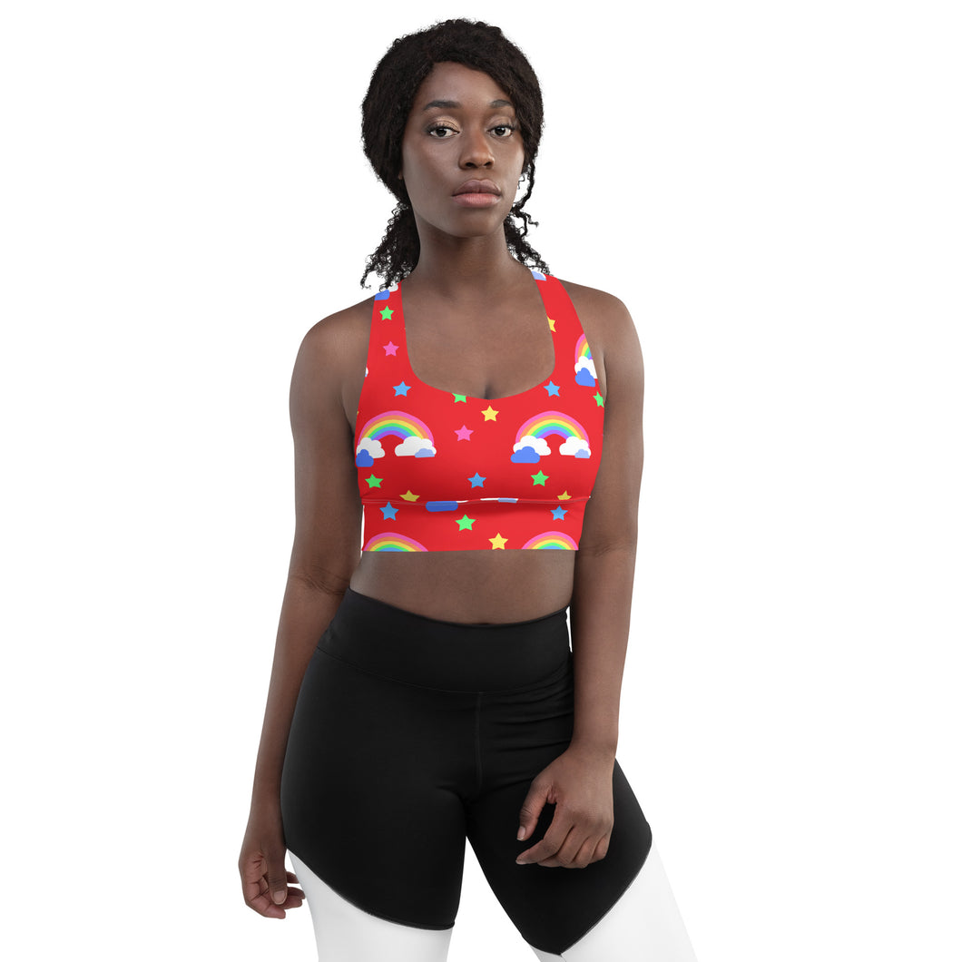 Rainbow Left On Red Longline sports bra