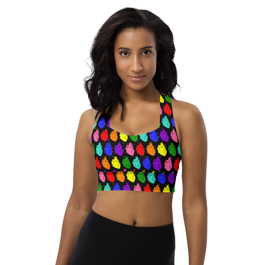 Retro Pride Hearts sports bra