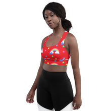 Load image into Gallery viewer, Rainbow Left On Red Longline sports bra
