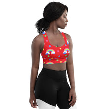 Load image into Gallery viewer, Rainbow Left On Red Longline sports bra
