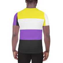 Load image into Gallery viewer, Nonbinary Flag All-Over Print Masc Athletic T-shirt
