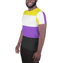 Load image into Gallery viewer, Nonbinary Flag All-Over Print Masc Athletic T-shirt
