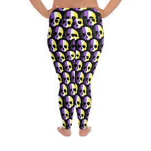 Load image into Gallery viewer, Nonbinary Pride Skull All-Over Print Plus Size Leggings
