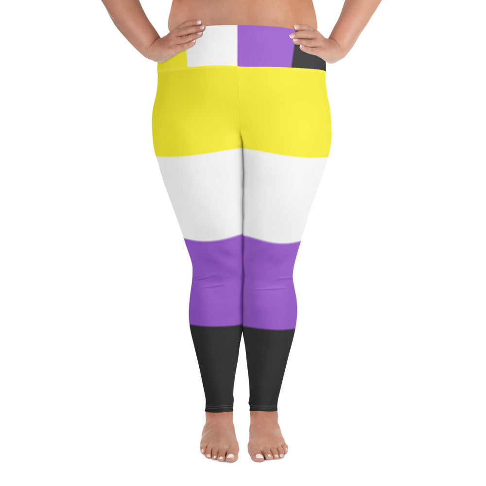 Nonbinary Flag All-Over Print Plus Size Leggings