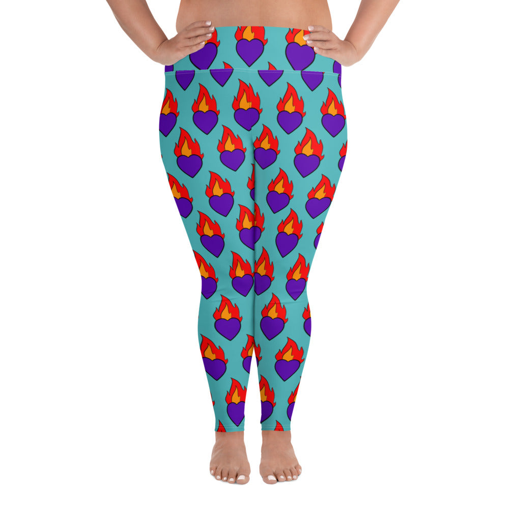 Saintly Hearts All-Over Print Plus Size Leggings