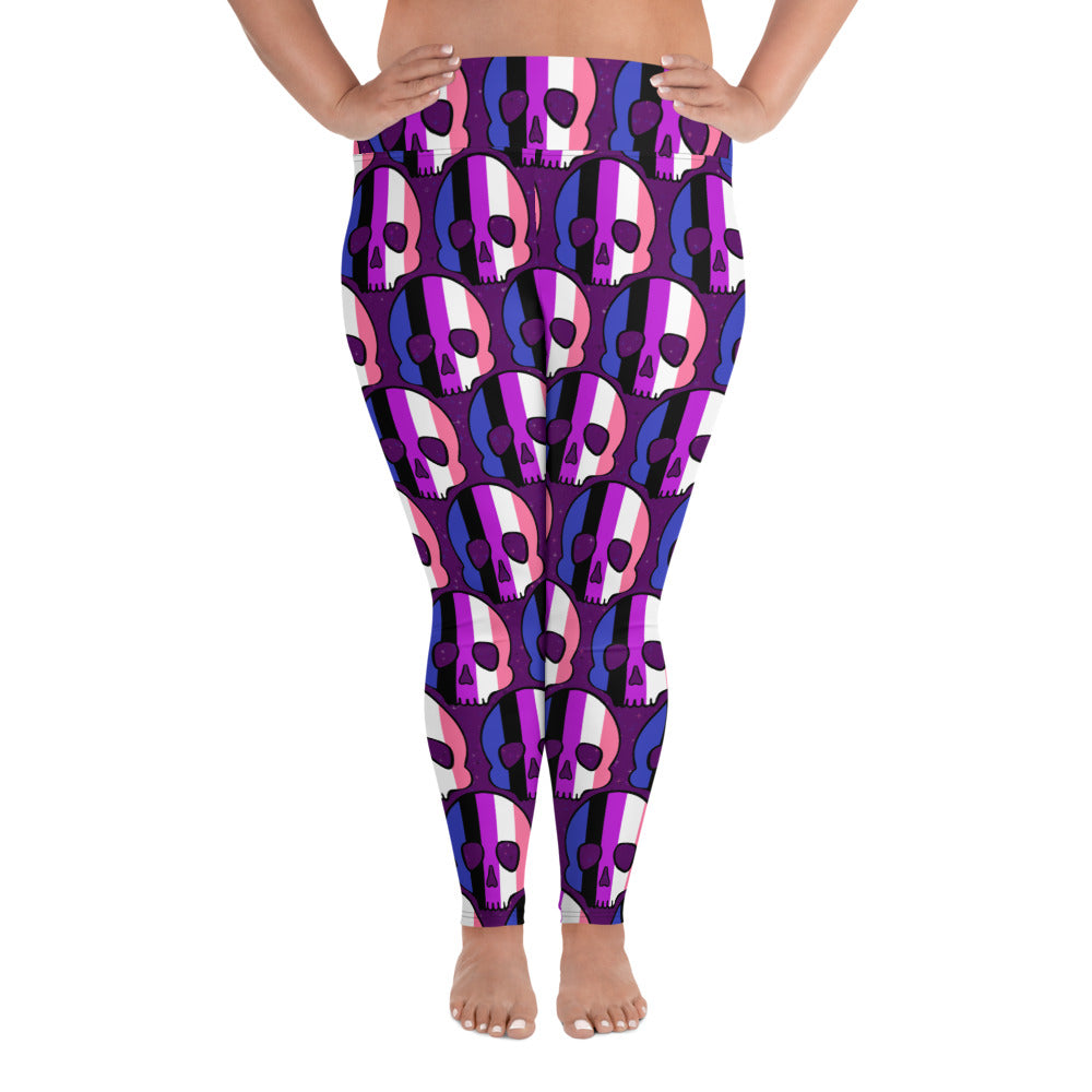 Genderfluid Pride Skull Plus Size Leggings