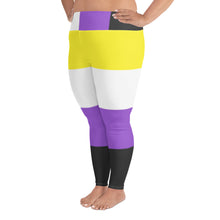 Load image into Gallery viewer, Nonbinary Flag All-Over Print Plus Size Leggings
