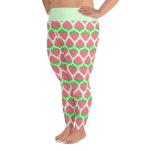 Load image into Gallery viewer, Strawberry Stripes All-Over Print Plus Size Leggings
